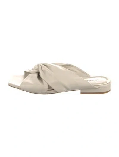 Pre-owned Vince Leather Ruffle Embellishment Slides In Neutral