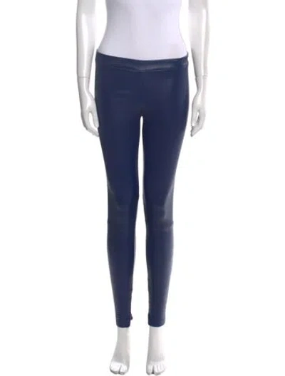 Pre-owned Vince Leather Skinny Leg Pants In Blue
