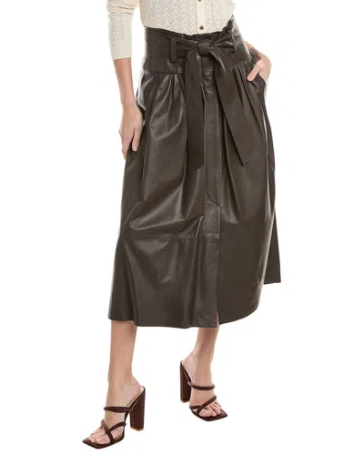 Vince Leather Skirt In Brown