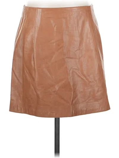 Pre-owned Vince Leather Skirt In Tan