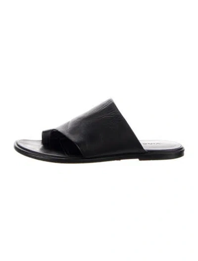 Pre-owned Vince Leather Slides In Black