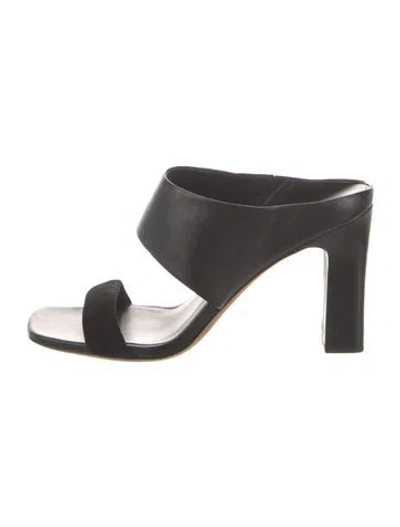 Pre-owned Vince Leather Slides In Black