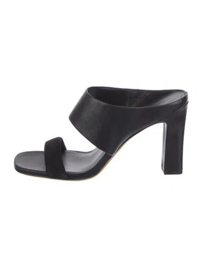 Pre-owned Vince Leather Slides In Black