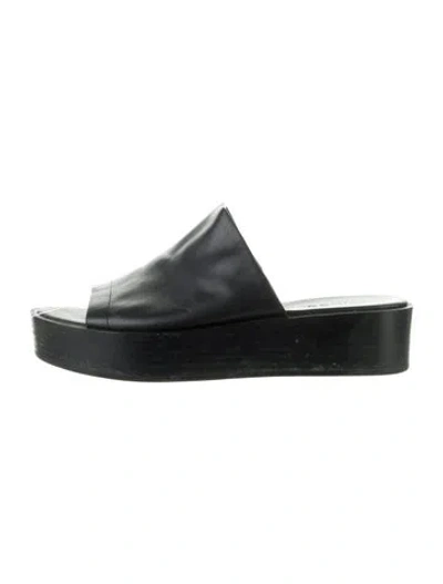 Pre-owned Vince Leather Slides In Black