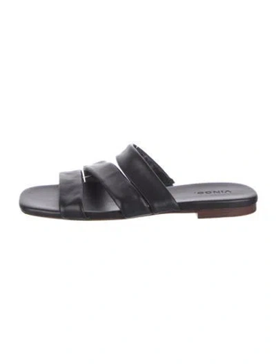Pre-owned Vince Leather Slides In Black