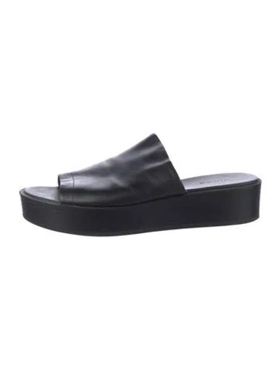Pre-owned Vince Leather Slides In Black