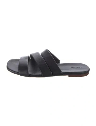 Pre-owned Vince Leather Slides In Black