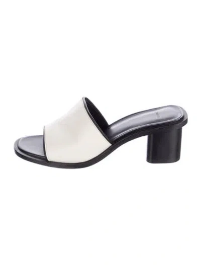 Pre-owned Vince Leather Slides In Black