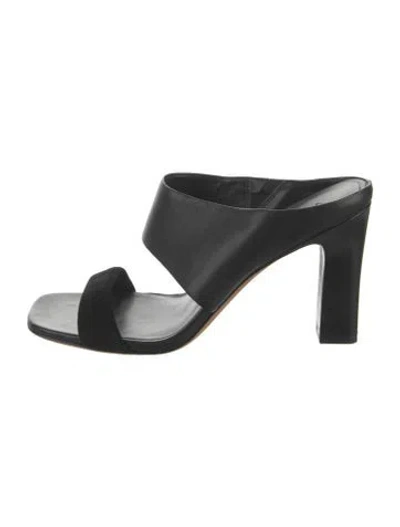 Pre-owned Vince Leather Slides In Black