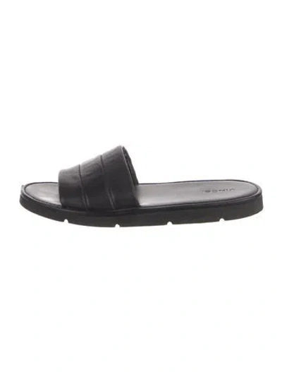 Pre-owned Vince Leather Slides In Black