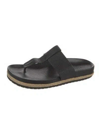 Pre-owned Vince Leather Slides In Black