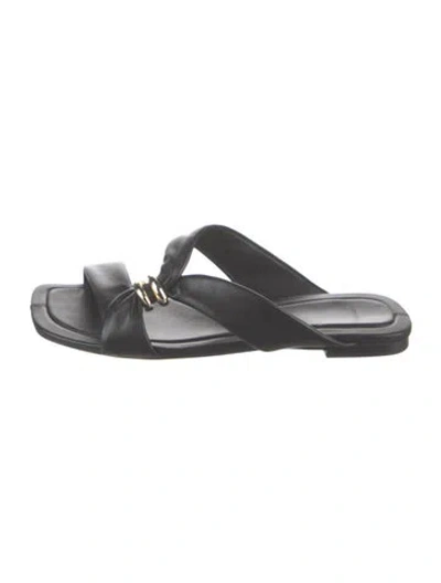 Pre-owned Vince Leather Slides In Black
