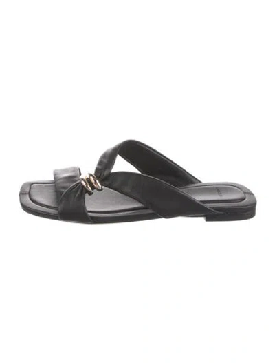 Pre-owned Vince Leather Slides In Black