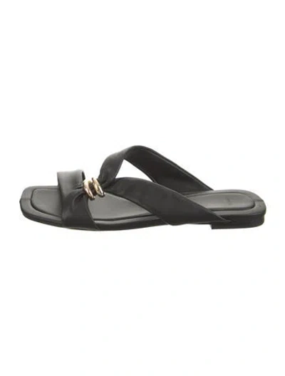 Pre-owned Vince Leather Slides In Black
