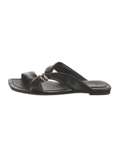 Pre-owned Vince Leather Slides In Black