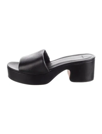 Pre-owned Vince Leather Slides In Black