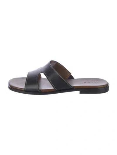 Pre-owned Vince Leather Slides In Black