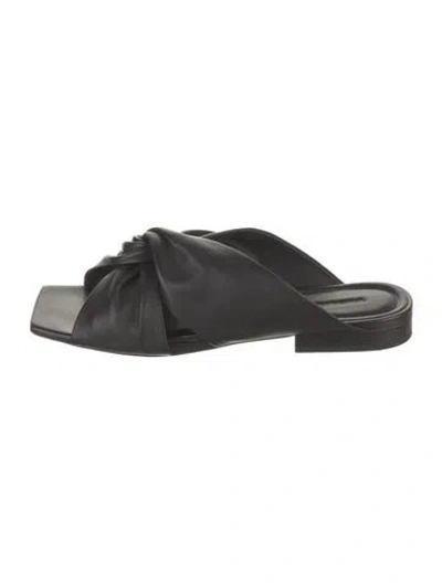 Pre-owned Vince Leather Slides In Black