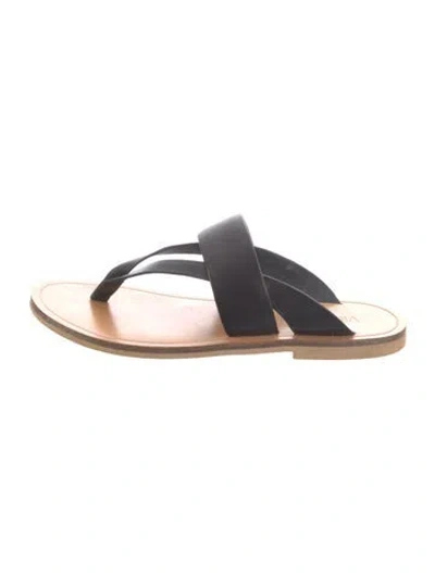 Pre-owned Vince Leather Slides In Black