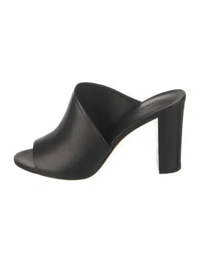 Pre-owned Vince Leather Slides In Black