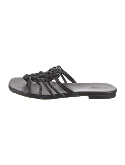 Pre-owned Vince Leather Slides In Black