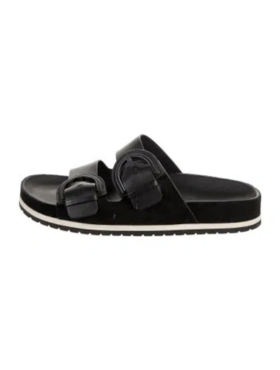 Pre-owned Vince Leather Slides In Black