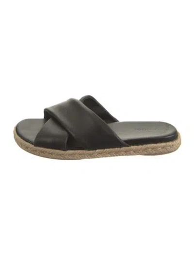 Pre-owned Vince Leather Slides In Black