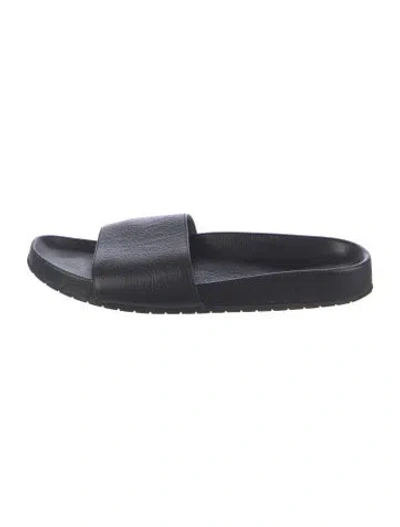 Pre-owned Vince Leather Slides In Black