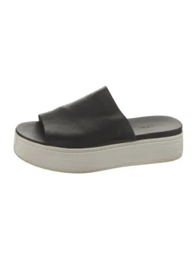 Pre-owned Vince Leather Slides In Black