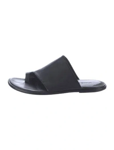 Pre-owned Vince Leather Slides In Black