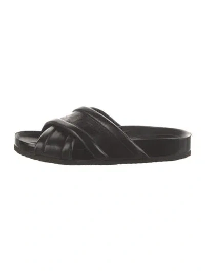 Pre-owned Vince Leather Slides In Black