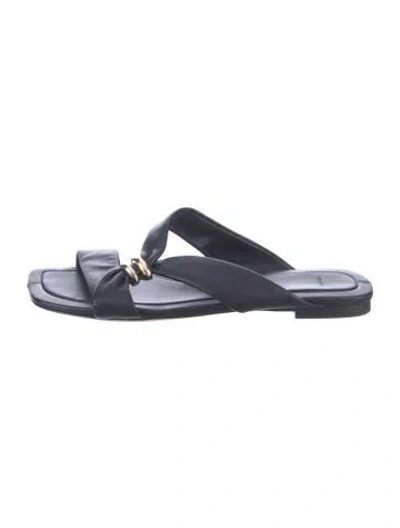 Pre-owned Vince Leather Slides In Black
