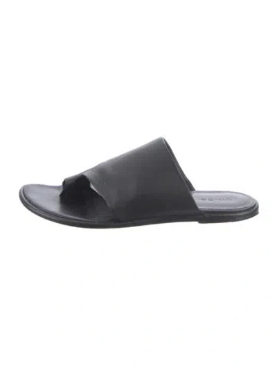 Pre-owned Vince Leather Slides In Black