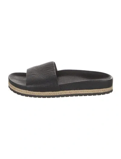 Pre-owned Vince Leather Slides In Black