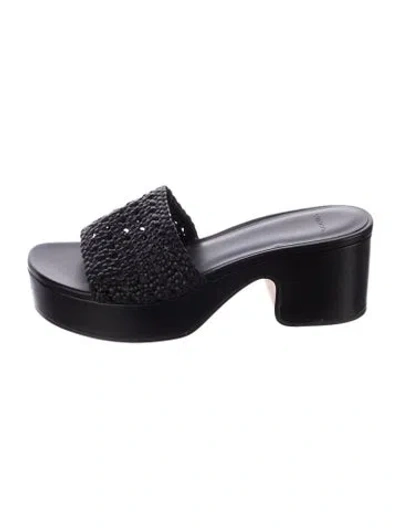 Pre-owned Vince Leather Slides In Black
