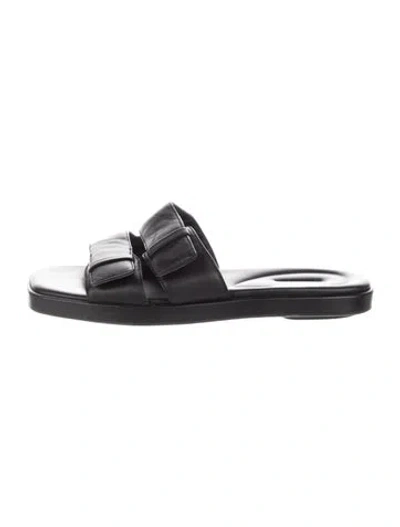 Pre-owned Vince Leather Slides In Black