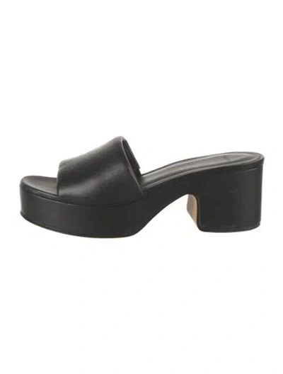 Pre-owned Vince Leather Slides In Black