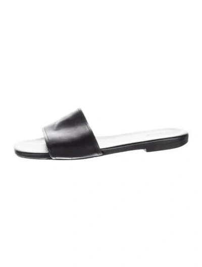 Pre-owned Vince Leather Slides In Black