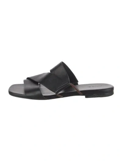 Pre-owned Vince Leather Slides In Black