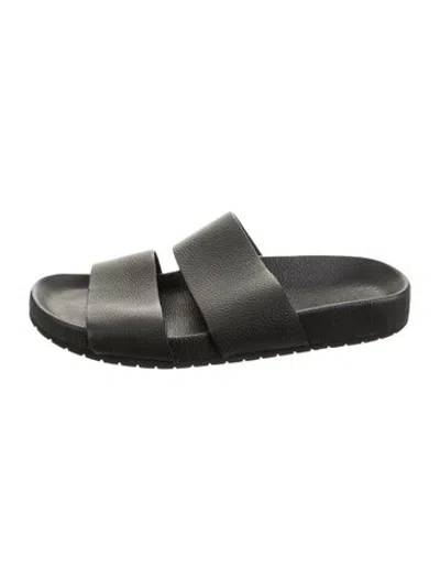 Pre-owned Vince Leather Slides In Black