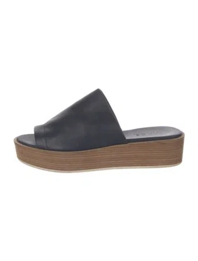 Pre-owned Vince Leather Slides In Blue