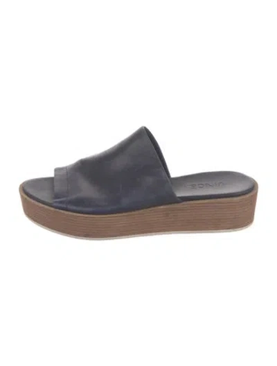 Pre-owned Vince Leather Slides In Blue