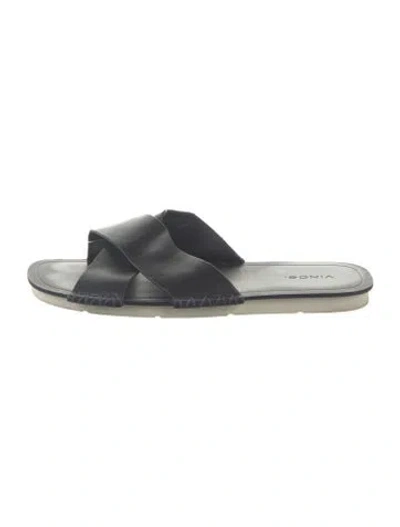 Pre-owned Vince Leather Slides In Blue
