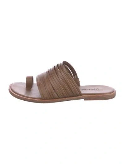 Pre-owned Vince Leather Slides In Brown