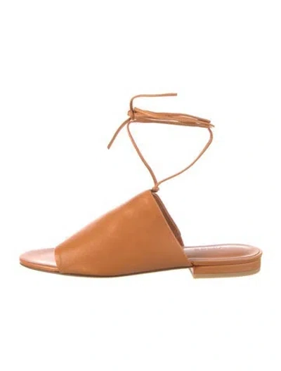 Pre-owned Vince Leather Slides In Brown