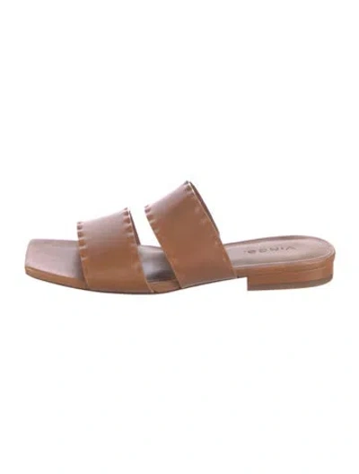 Pre-owned Vince Leather Slides In Brown