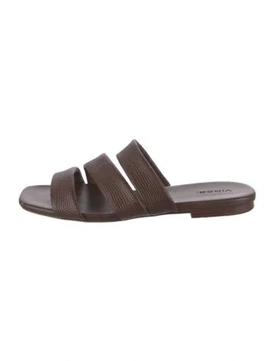 Pre-owned Vince Leather Slides In Brown