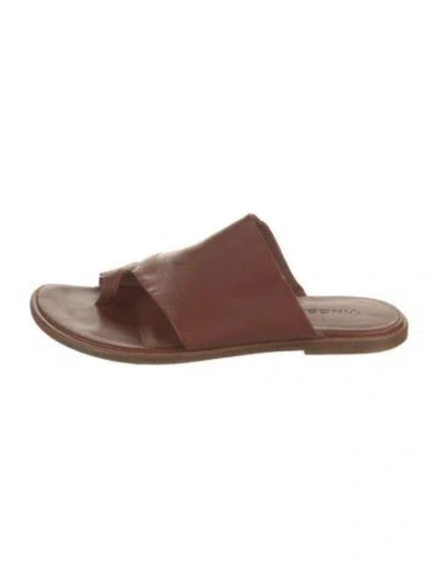 Pre-owned Vince Leather Slides In Brown