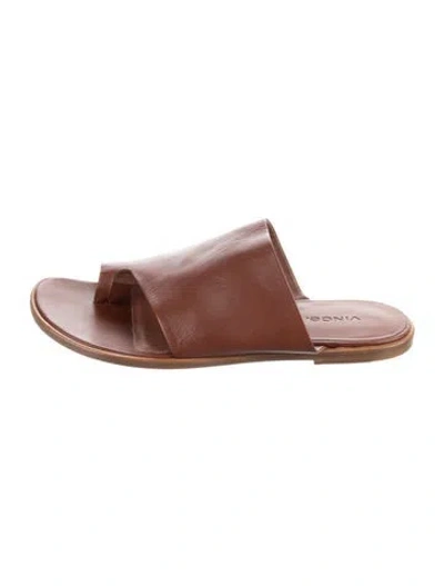 Pre-owned Vince Leather Slides In Brown