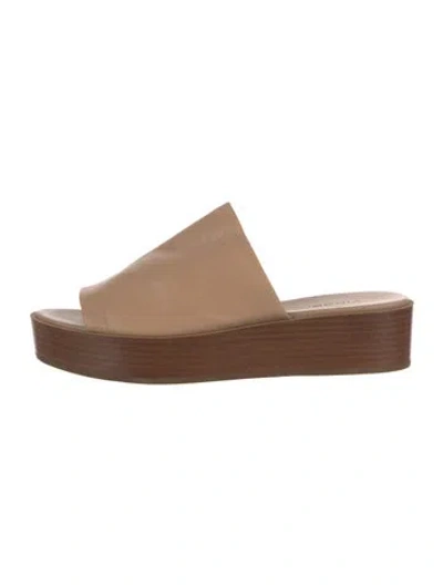 Pre-owned Vince Leather Slides In Brown